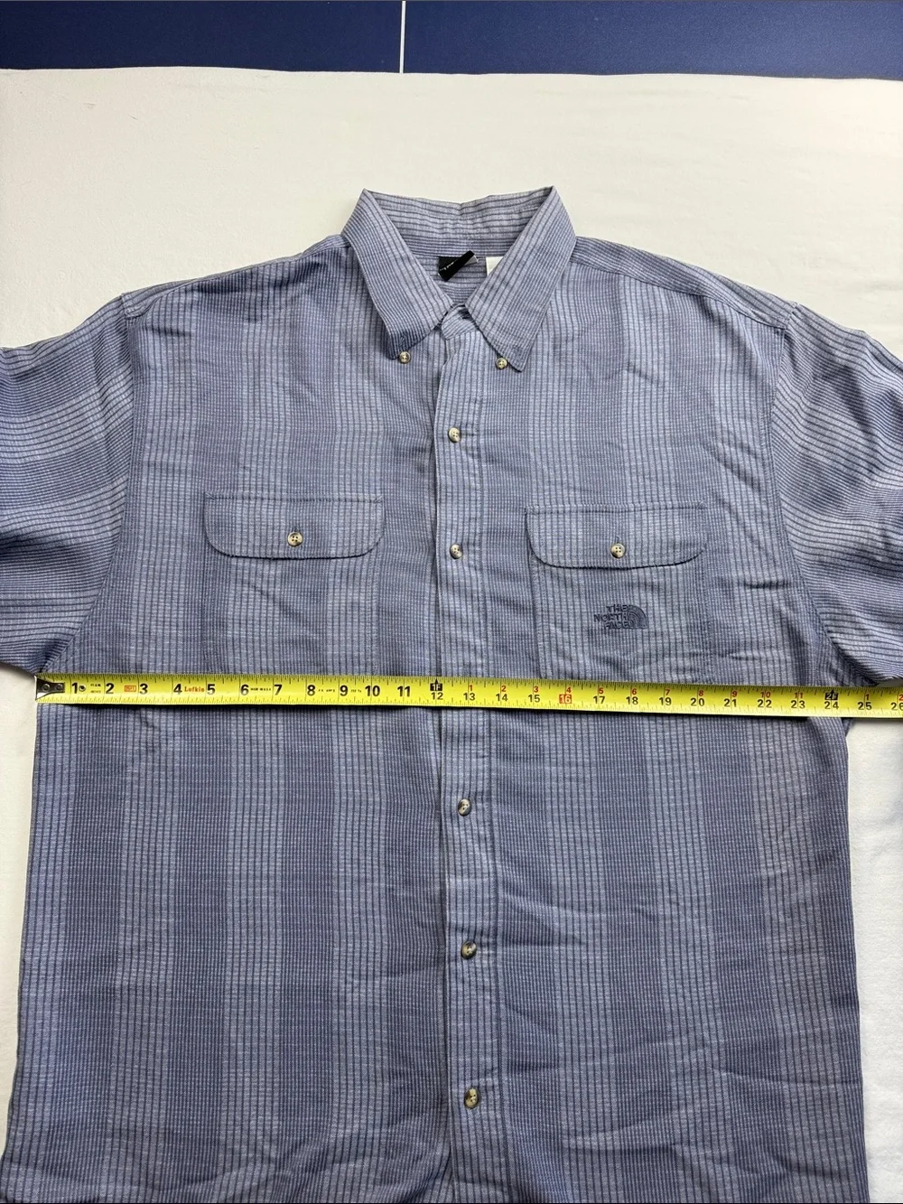 The North Face Men's Light BlueGrey Vertical Stripe Button-Down Shirt